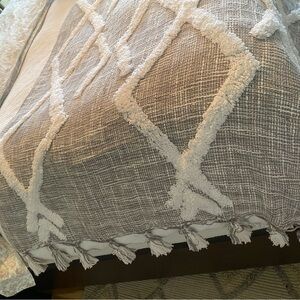 Lacourte Gray and White Textured Throw Blanket